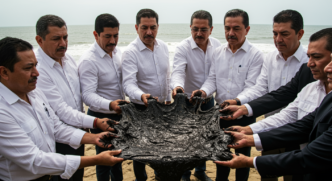 Senadores presentan chapopote como símbolo de alerta ante derrames en el Golfo de México