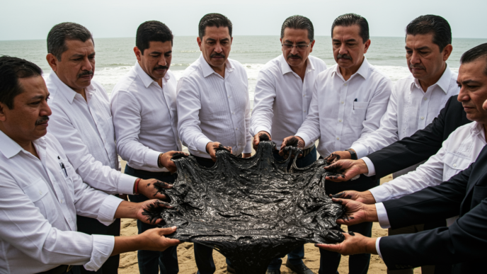 Senadores presentan chapopote como símbolo de alerta ante derrames en el Golfo de México
